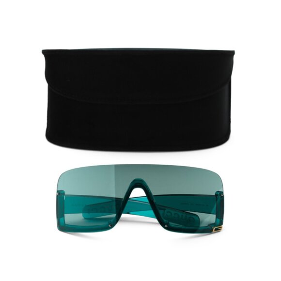 GUCCI Blue/green 99mm Shield Sunglasses - Picture 1 of 2